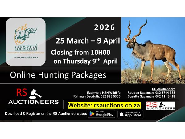 Ezemvelo KZN Wildlife Hunting Auction 9 April 2026